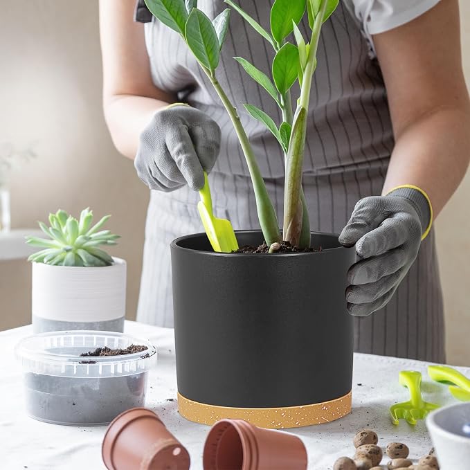 8 Inch Cylinder Plant Pots for Indoor Outdoor Plants, Medium Deep Flower Pots - Image 5