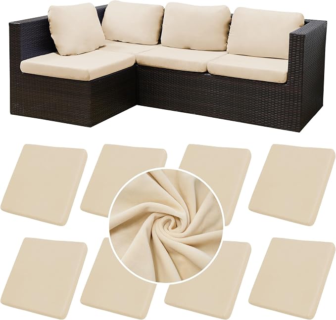 8Pcs Stretch Velvet Patio Cushion Cover, by BIETYONE