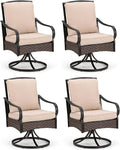 PHI VILLA Outdoor Swivel Chairs Set of 4, Heavy Duty Metal Wicker Dining Chairs by PHIVILLAThepioneerofcomfortablehouseholdsupplies