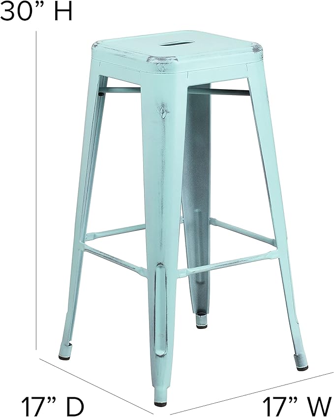 Flash Furniture Kai Commercial Grade 4 Pack 30" High Backless Distressed - Image 3