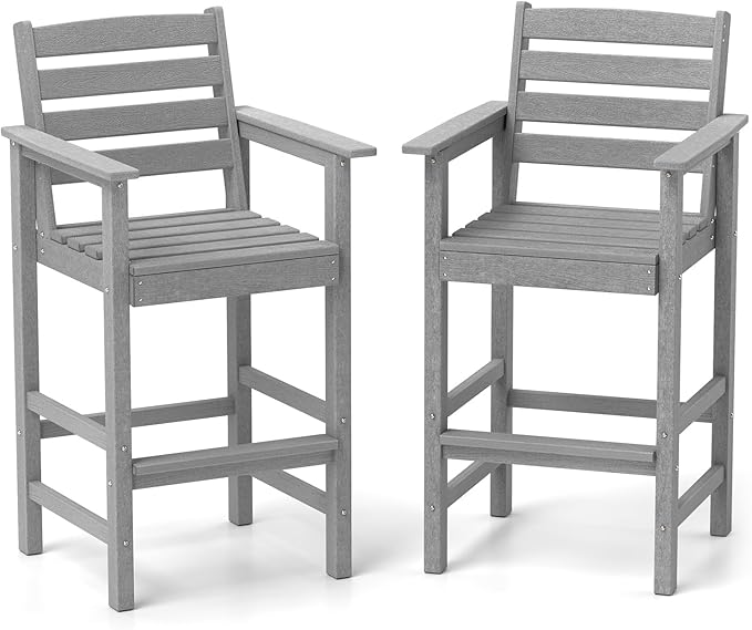 Tangkula Patio Adirondack Chairs Set of 2, HDPE Bar Height Chair by TANGKULA