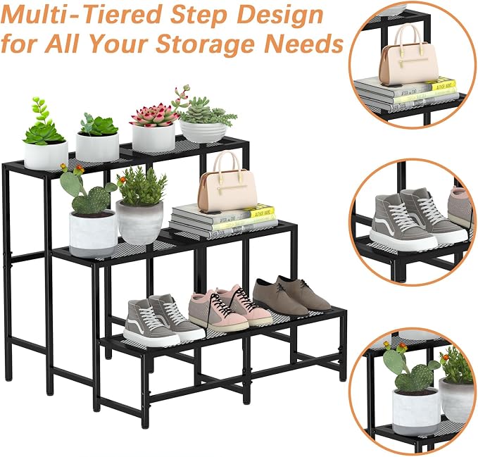 Garden 4 you 3 Tier Split Type Large Metal Plant Stand Stackable, Garden - Image 3