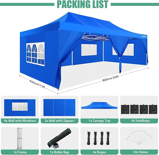 COBIZI 13x26 Heavy Duty Pop Up Canopy - Image 9