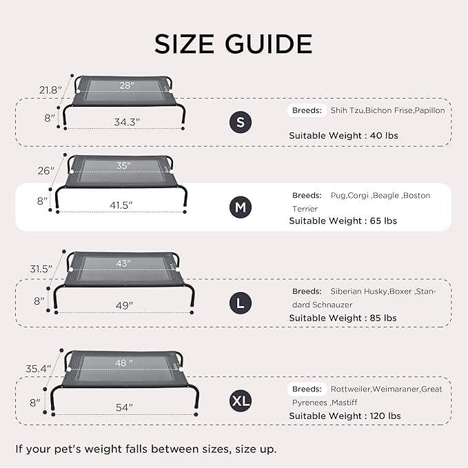 Bedsure Outdoor Elevated Dog Bed Medium Size Dog, Portable Indoor & Outdoor - Image 6