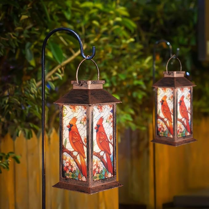 Solar Lantern Outdoor Waterproof Cardinal Garden Decor Birthday Gifts - Image 6