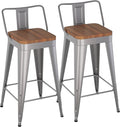 Bar Stools Set of 2 Metal Bar Stool Counter Height Bar Stools 30" Sliver Modern by POINTANT