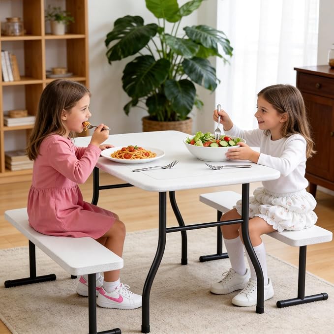 Picnic Table, 38 Inch Outdoor Picnic Table Set - Image 9