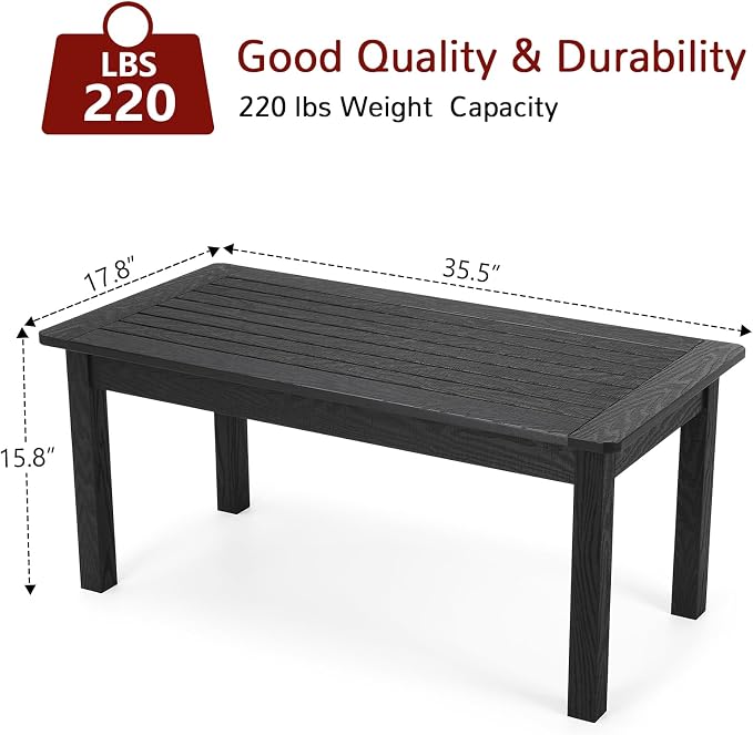 Stoog Outdoor Coffee Table, All-Weather Poly Lumber Patio Side Table, Rectangle - Image 3
