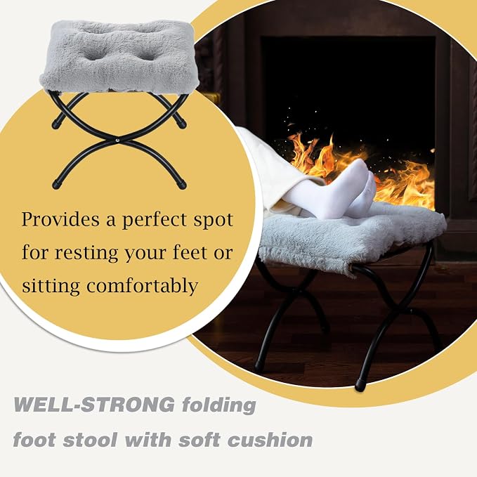 15" Foldable Foot Stool Ottoman - Image 4