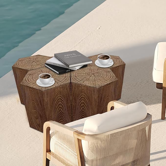 Afterglow Outdoor Hexagonal Side Table, Terrafab Material Natural Decorative - Image 2