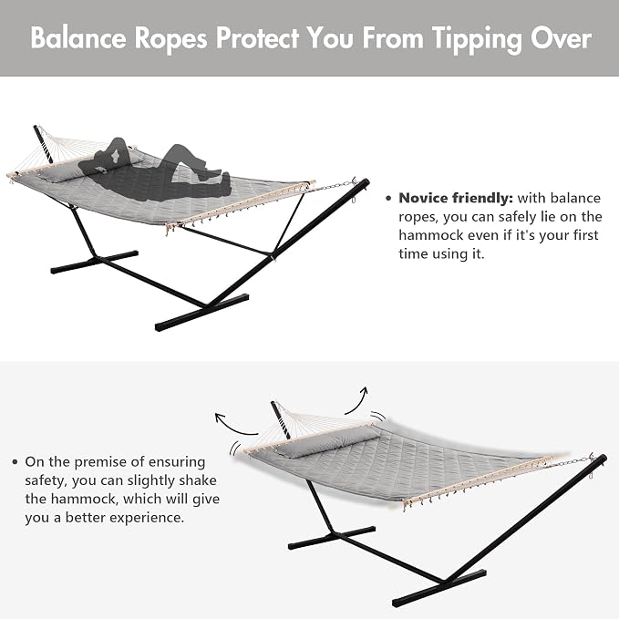 ANOW Double Hammock with Stand 12FT, Heavy Duty Hammocks with Stand - Image 4