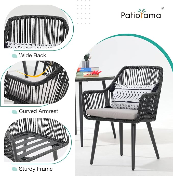 Patiorama 5-Piece Patio Dining Set, Outdoor Dining Table Chair Set, All-Weather - Image 6