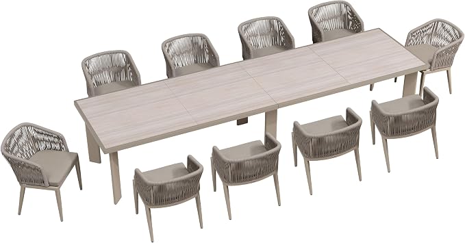 PURPLE LEAF 11 Pieces Outdoor Dining Set Patio Extended Upgrade Table and by PURPLELEAF