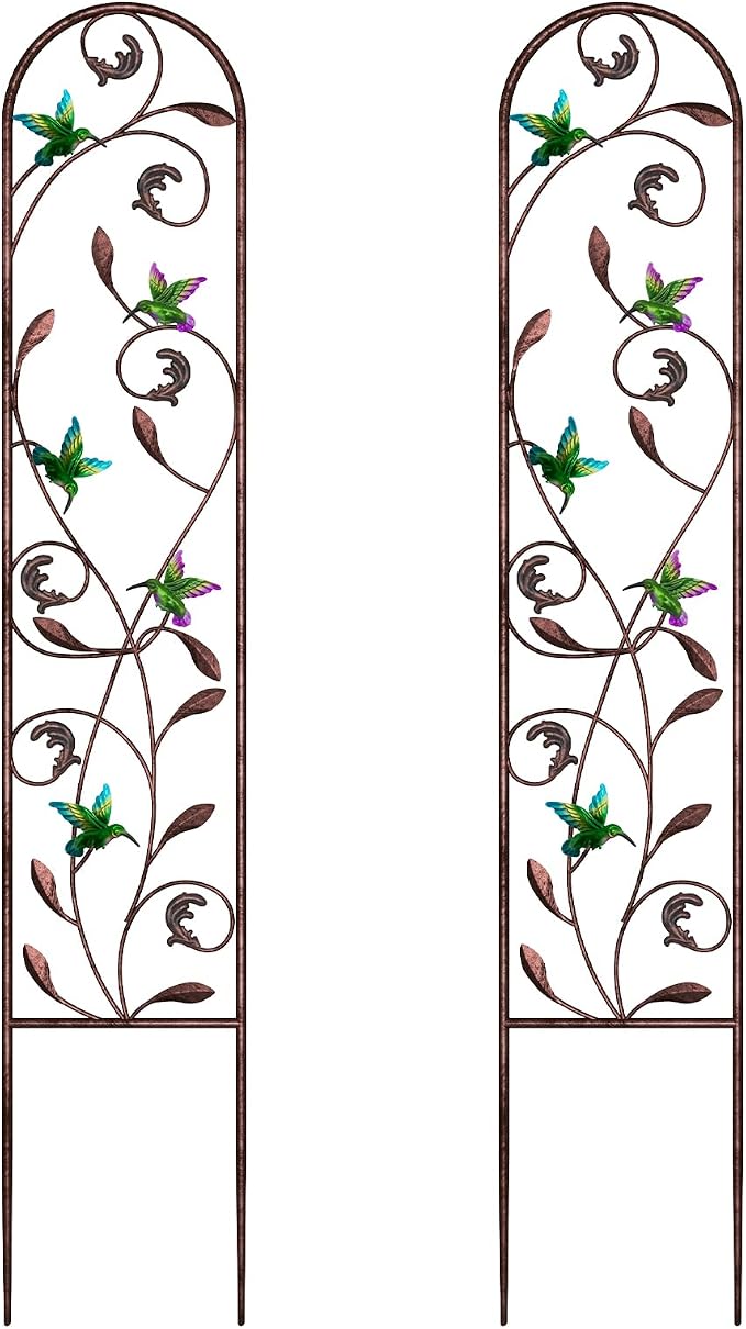 aboxoo Set of 2 Packs Hummingbird Metal Garden Trellis by aboxoo
