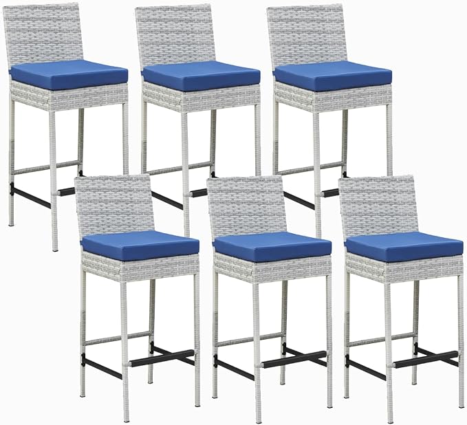 ECOTOUGE Outdoor Bar Stools, Wicker Woven Patio Stools & Patio Bar Chairs by ECOTOUGE
