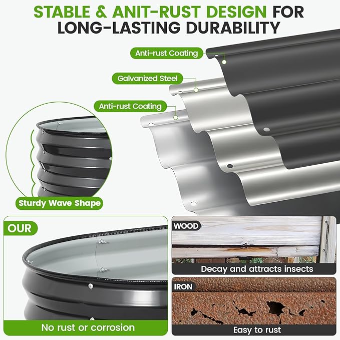 Galvanized Raised Garden Bed Outdoor |17'' Tall Planter Box Outdoor - Image 5