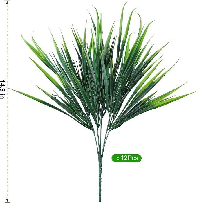 12Pcs Artificial Plants Outdoor Fake Plastic Grass Spring Decoration UV - Image 7