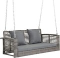 VINGLI 4 FT Rattan Porch Swing Outdoor Support 800 LBS by VINGLI