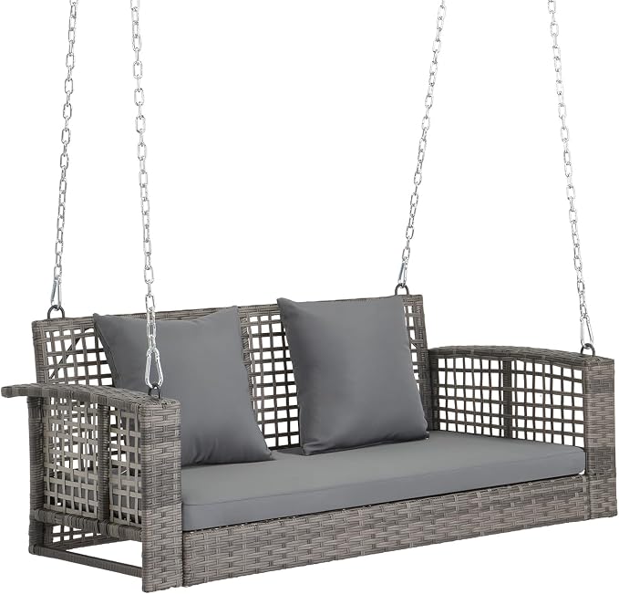 VINGLI 4 FT Rattan Porch Swing Outdoor Support 800 LBS by VINGLI