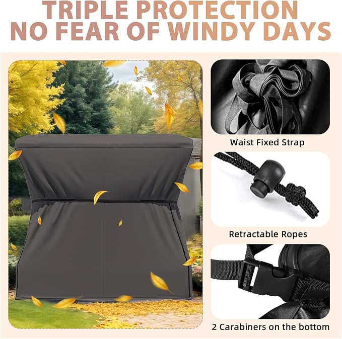 U-MAX Porch Swing with Cover, Patio Swing with Adjustable Backrest&Canopy 3 - Image 7