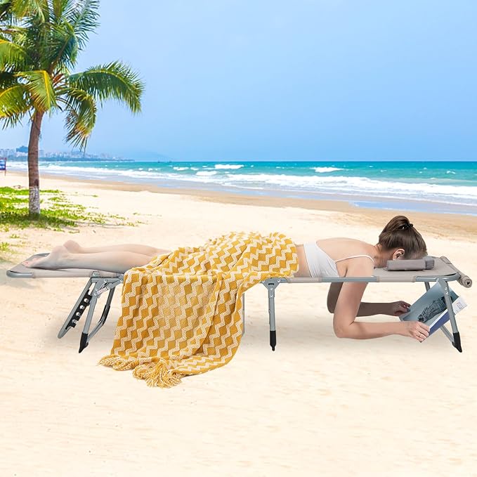 GYMAX Tanning Chair, 330LBS Beach Lounge Chair - Image 9