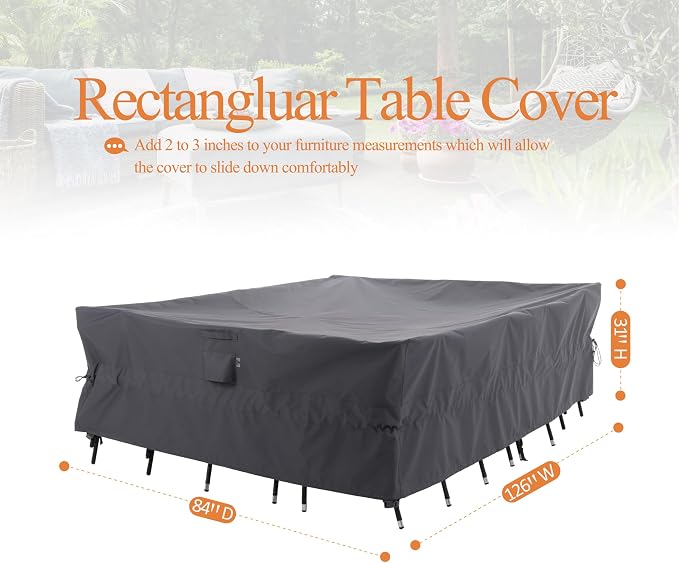WJ-X3 Large Rectangular Outdoor Sectional Furniture Set Cover Waterproof - Image 6