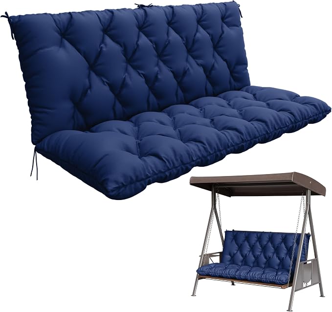 Porch Swing Cushion with Backrest, Waterproof Bench Cushion by Pakunoda