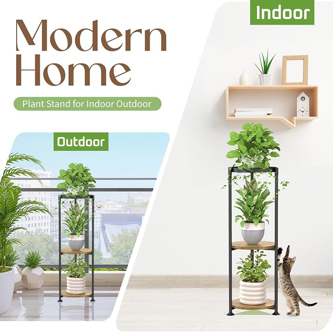 iDavosic.ly 3 Tier Corner Plant Stand Indoor, 34 Inch Tall Vertical Metal - Image 5