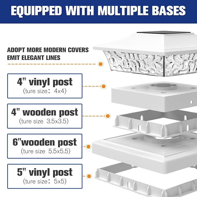 VOLISUN Solar Post Cap Lights Outdoor 4x4/6x6 Wooden/Vinyl Fence Cap Lights - Image 2