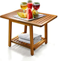 ENKEZI Acacia 24 Inches Outdoor Side Table, 2-Tier Sturdy Patio, End Table by ENKEZIProducts
