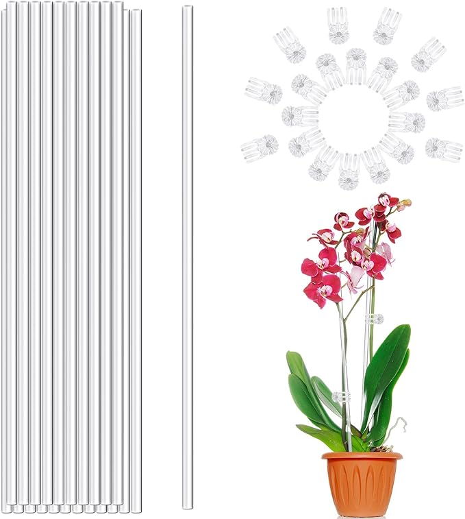 Plant Stakes, Plant Sticks 20PCS Acrylic Clear Plant Support Stakes, 18 Inches by LECAMEBOR