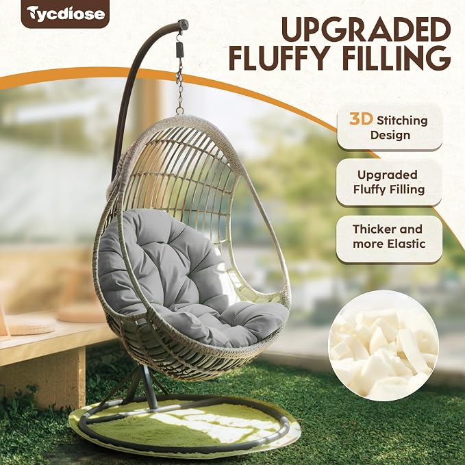 Egg Chair Cushion Replacement, Waterproof Outdoor Hanging Egg Swing Chair - Image 6