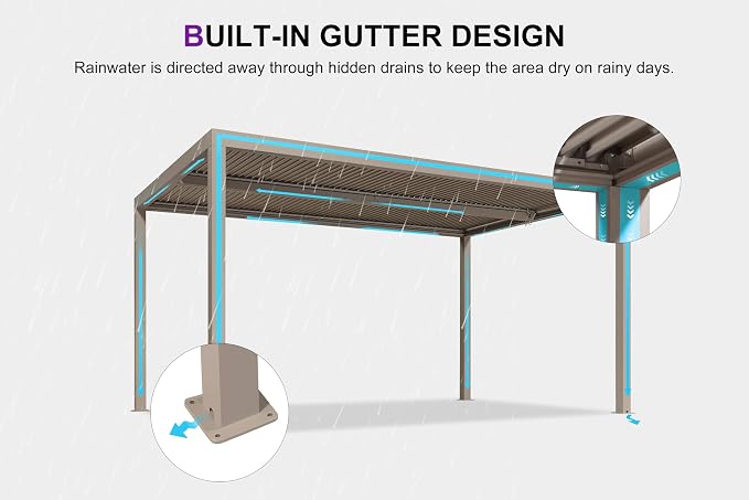 PURPLE LEAF Louvered Pergola 10' × 15', Aluminum Outdoor Hardtop Pergola - Image 4