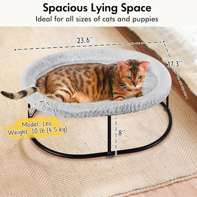 Elevated Cat Hammock Bed for Indoor Cats, Fluffy Warm Cuddle Cats Bed - Image 4