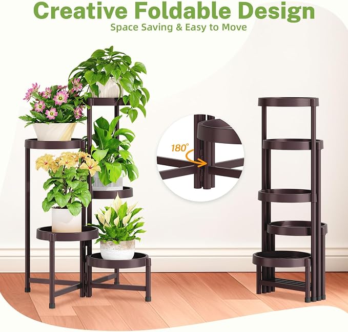 iDavosic.ly 5 Tier Folding Plant Stand Indoor Outdoor - Image 3