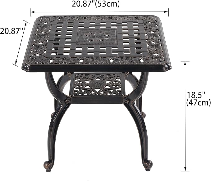 Cast Aluminum Outdoor Side Table, Small Patio Table, Outdoor Coffee Tables - Image 2