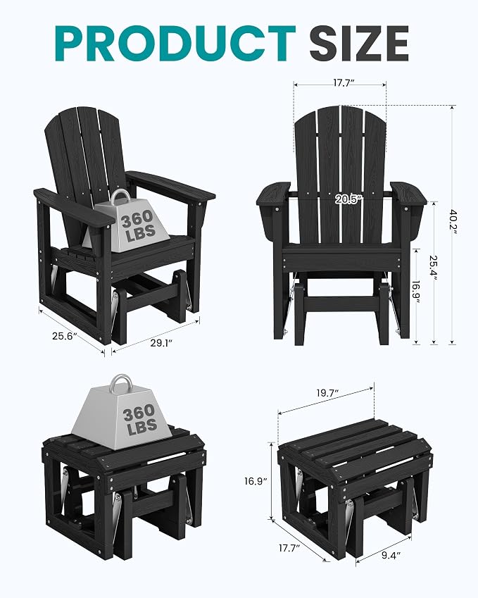 SERWALL Outdoor Glider Chair Set of 4 - Image 2