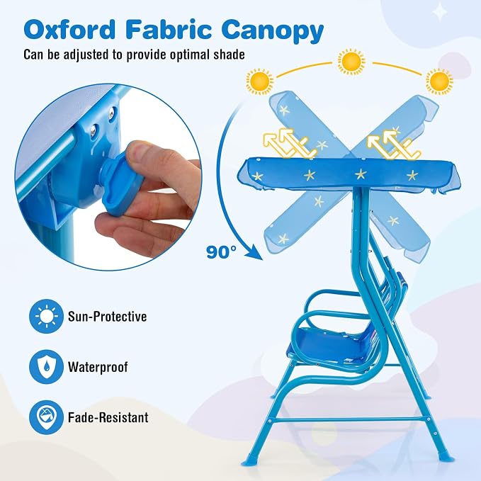 HONEY JOY Kids Patio Swing, 2-Seater Outdoor Porch Swing Lounge Chair, - Image 2