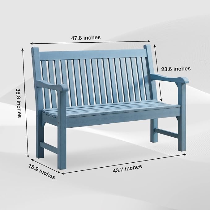 Psilvam Garden Bench, 2-Person Poly Lumber Patio Bench, All-Weather Outdoor - Image 3