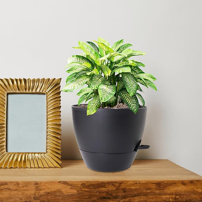 8 inch Self Watering Pots, 2 Pack Plastic Planters - Image 7