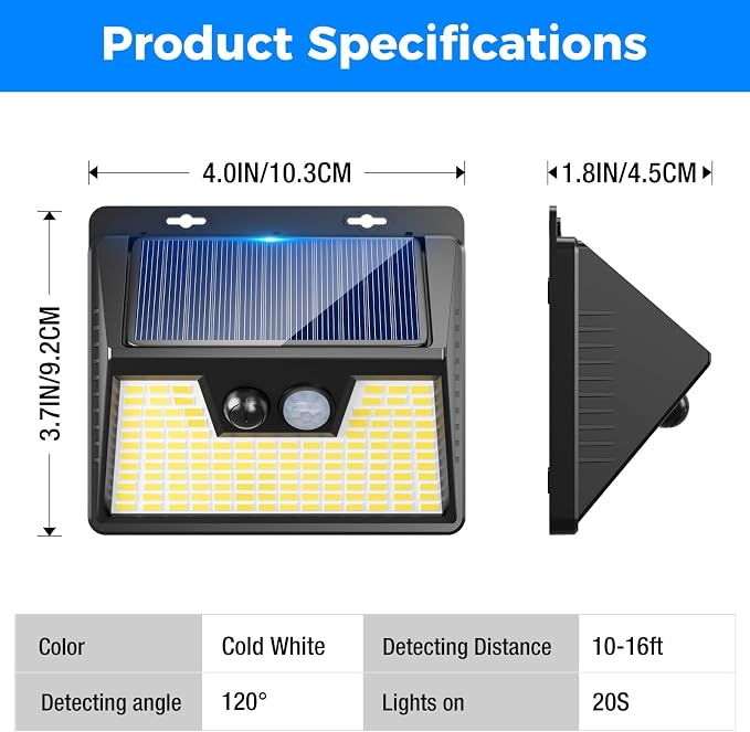 Peasur Solar Lights Outdoor Waterproof, 3 Lighting Modes Solar Motion Sensor - Image 7