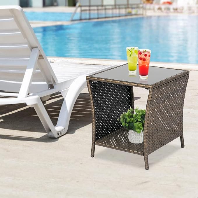 Kinfant Rattan Patio Side Table - Image 2