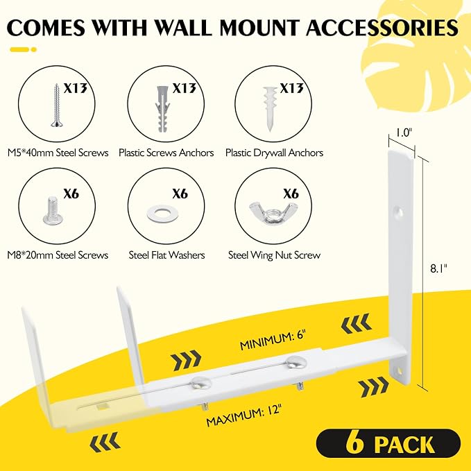 LukLoy Window Planter Box Brackets, 6 Pack Adjustable Heavy Duty Wall Mount - Image 4