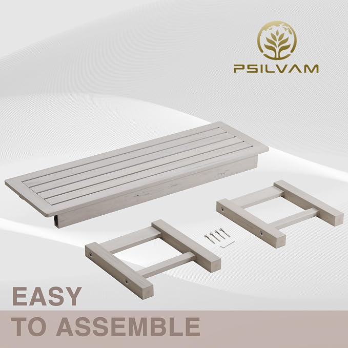 Psilvam 2-Person Outdoor Poly Lumber Patio Backless Bench, Fade-Resistant & - Image 4