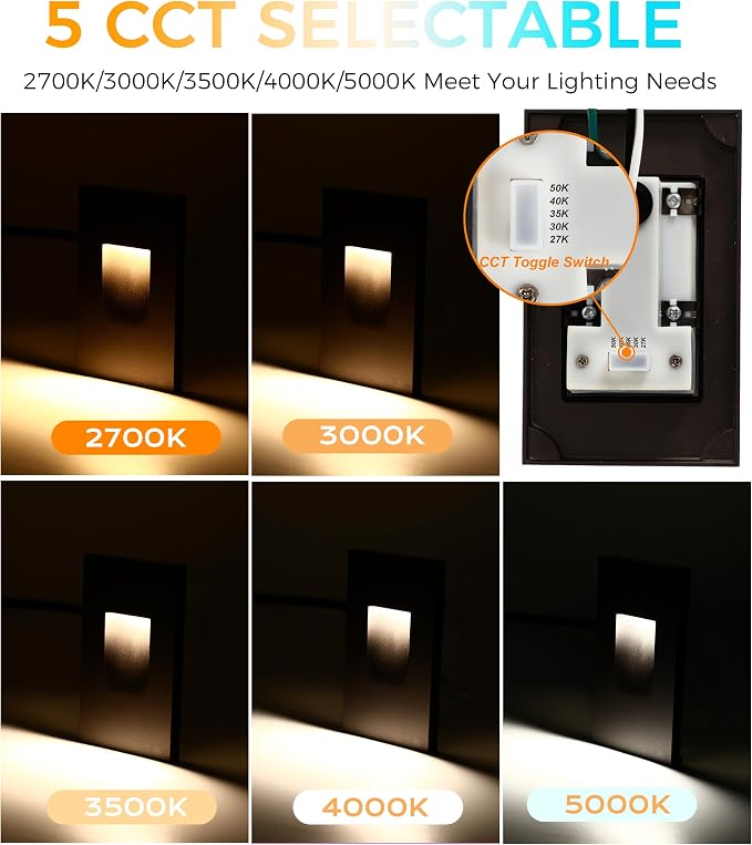 CLOUDY BAY 120V Dimmable 5 Color LED Indoor Outdoor Step Light, - Image 3