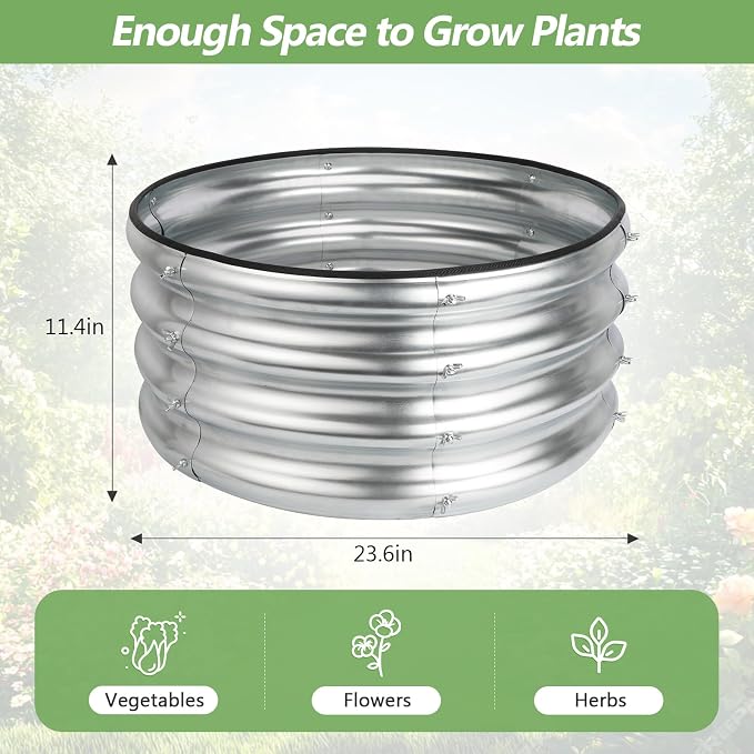 2x2x1ft Round Galvanized Raised Garden Bed Kits, Raised Garden Bed Metal - Image 2