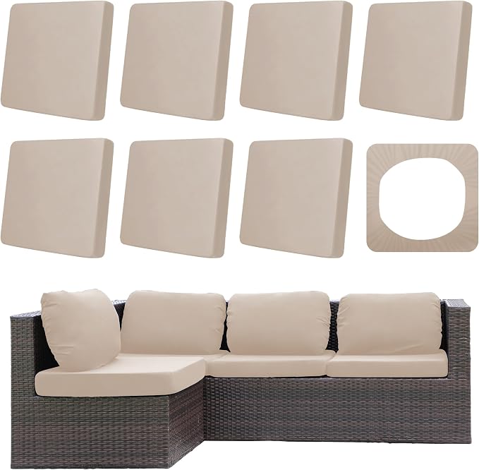8Pcs Outdoor Cushion Covers, Patio Cushion Covers, Stretch Elastic Slipcovers by dreahoteztil