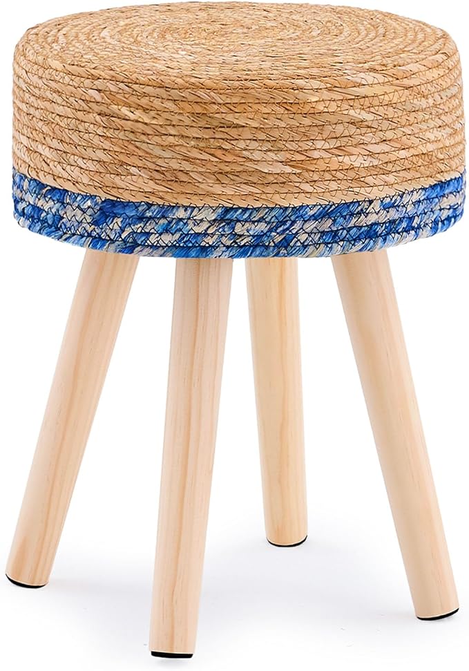 Handwoven Outdoor Ottoman, Water Hyacinth Pouf Round Patio Footstool by LGENHOOMHandwovenNaturalWaterHyacinthBasket