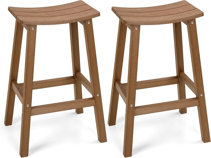 Weatherproof Bar Stools Set of 2, Saddle Seat, Bar Height Stools by LAHAAP