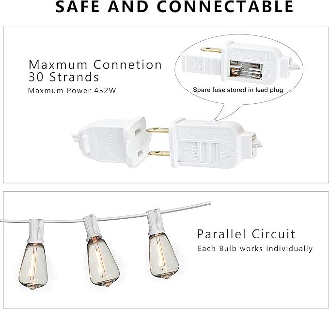 DAMAING Outdoor String Lights 50FT Waterproof, LED Patio Lights Dimmable - Image 5